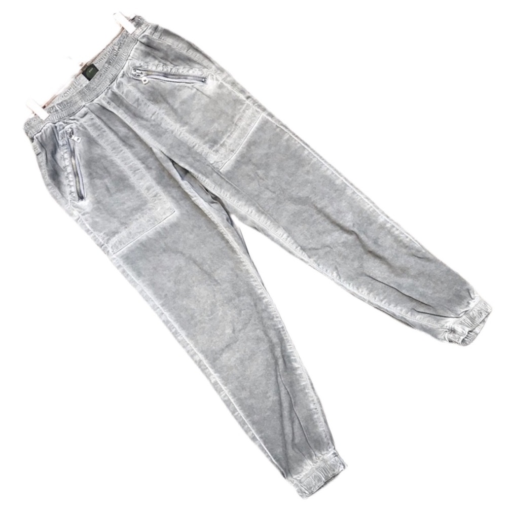 DWO Grey Washed Ankle Joggers w Silver Zip Pockets